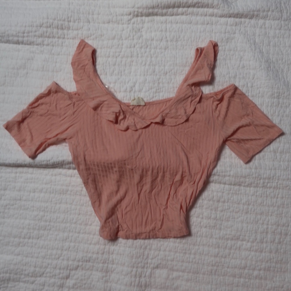 Ribbed peach crop top